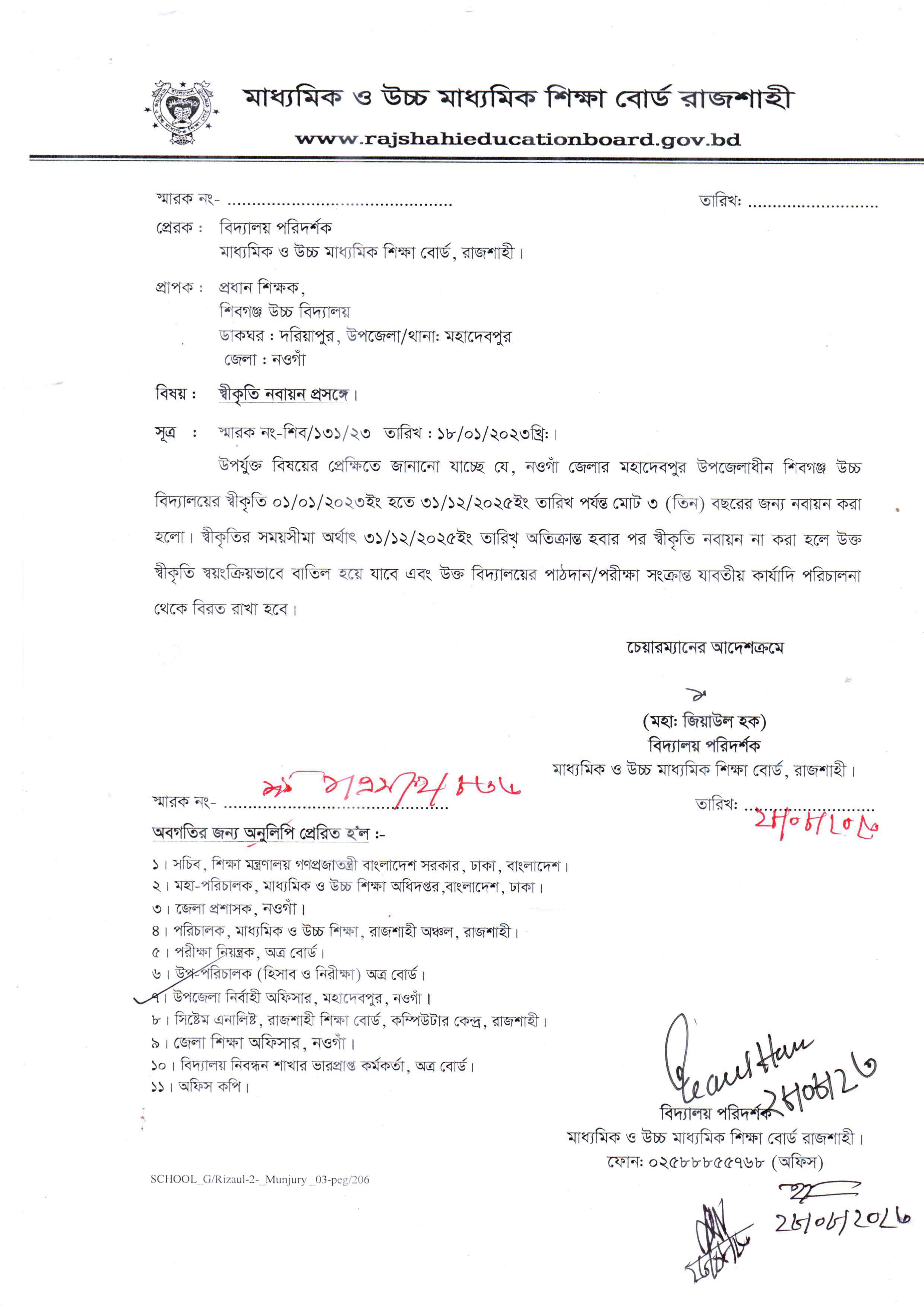 শিবগঞ্জ উচ্চ বিদ্যালয় এর তথ্য